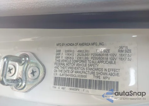 2016 Acura Rdx Technology Acurawatch Plus Packages/Technology Package z USA, uszkodzony, nr VIN 5J8TB4H59GL003956